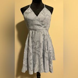 NWT Lulus Days of Beauty Dusty Blue Burnout Floral Skater Dress size medium